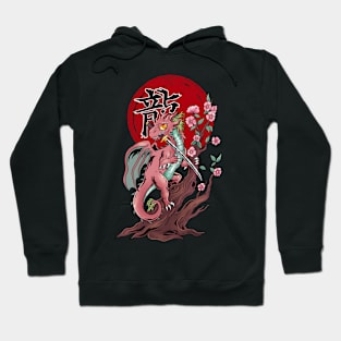 Sakura Dragon's Katana Dance: A Blossoming Battle Hoodie